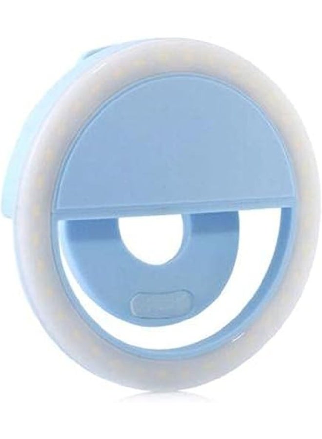 حلقة إضاءة صغيرة محمولة لصور السيلفي – مشبك إضاءة LED للهواتف الذكية لون سماوي - Image 1