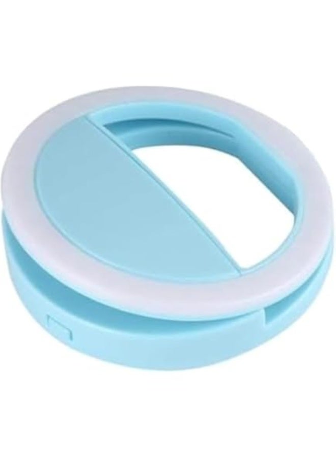 حلقة إضاءة صغيرة محمولة لصور السيلفي – مشبك إضاءة LED للهواتف الذكية لون سماوي - Image 3