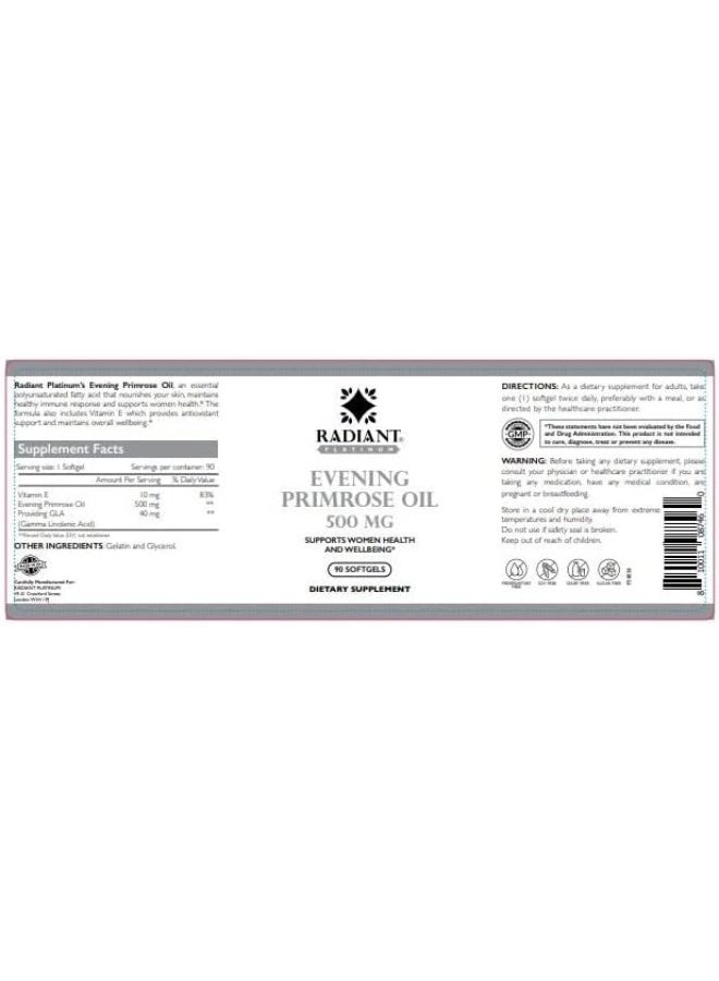 Radiant Platinum Evening Primrose Oil 500Mg 90 Sgels - Image 2