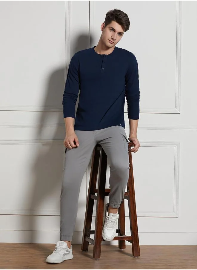 Dennis Lingo Solid Henley Neck T-Shirt by Styli