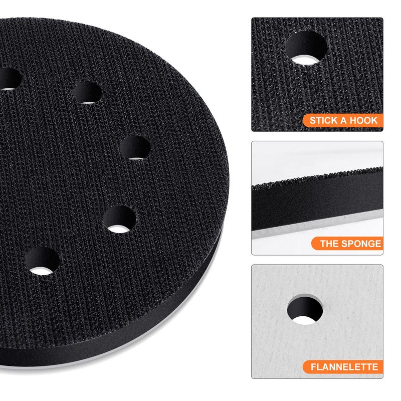POLIWELL 5 Inch 8 Holes Interface Pad, 5â€ Orbital Sander Foam Pad for 5 in Orbital Sander, Hook and Loop Soft Sponge Cushion Buffing Pads Sanding Pads Backing Pads, Pack of 2 - Image 5