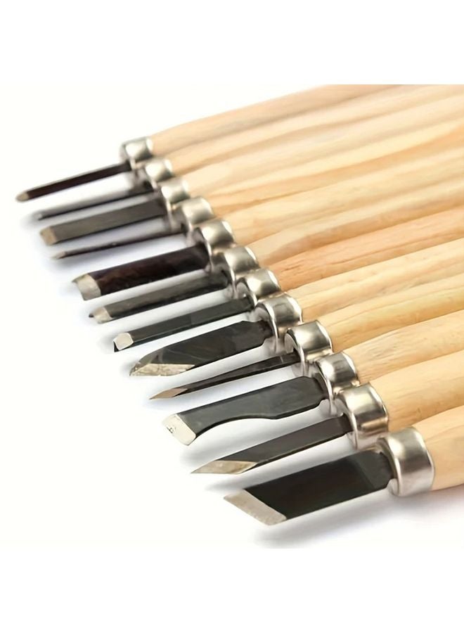 12 Pcs Professional Wood Carving Chisels Set Hand Tools For Detailed Sculpting Woodworking - Image 2