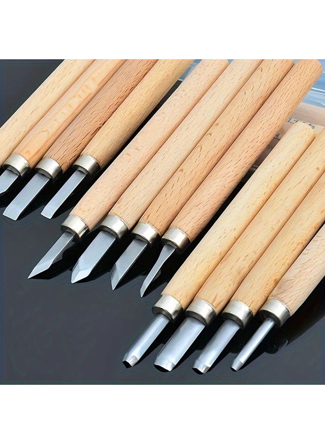 12 Pcs Professional Wood Carving Chisels Set Hand Tools For Detailed Sculpting Woodworking - Image 4
