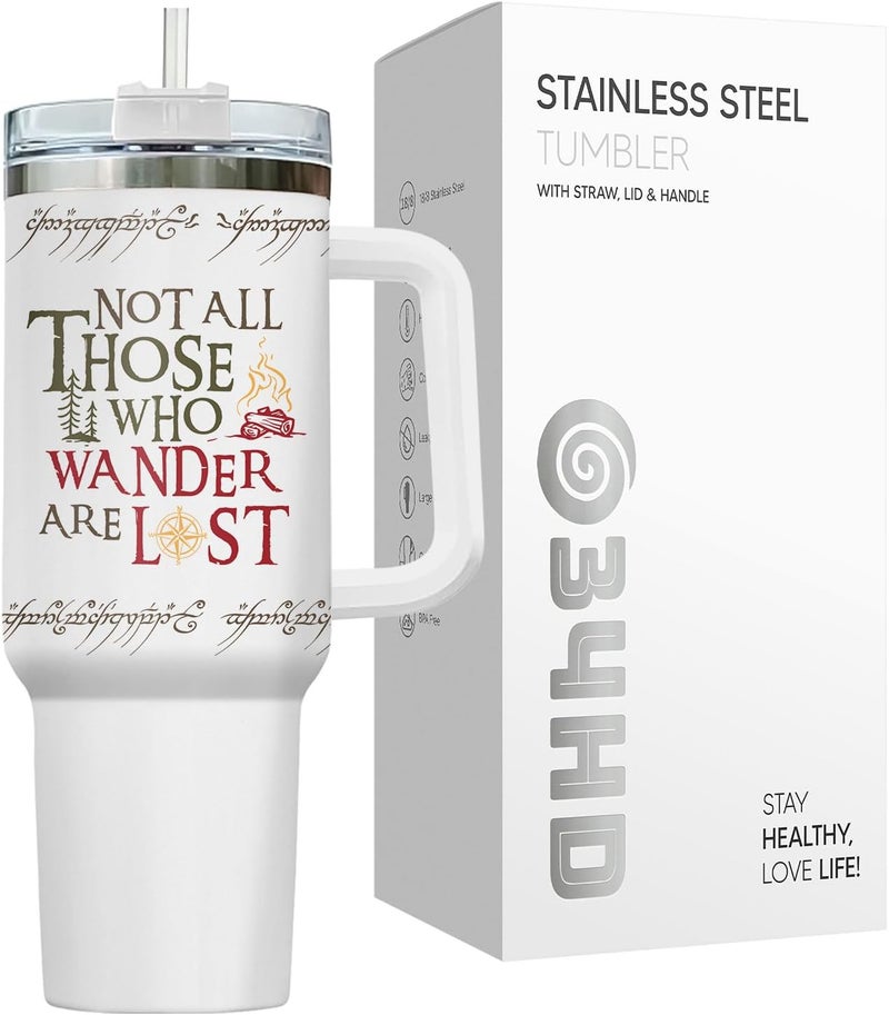 34HD Cute Cat Tumbler with Handle & Straw, 40z Stainless Steel Vacuum Insulated Lord Of The Cats Coffee Mug, Cat Gifts for Men Women Birthday Mothers Day Christmas - Image 3
