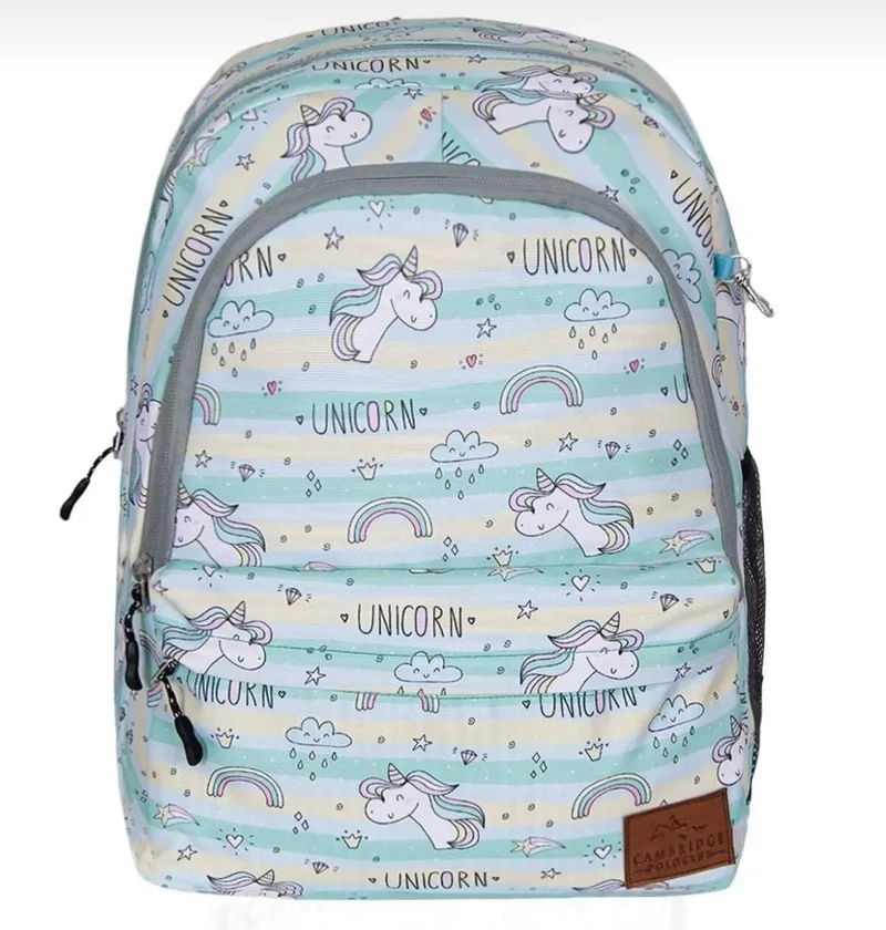Cambridge Polo Club Unicorn Patterned Backpack & Water Bottle Set