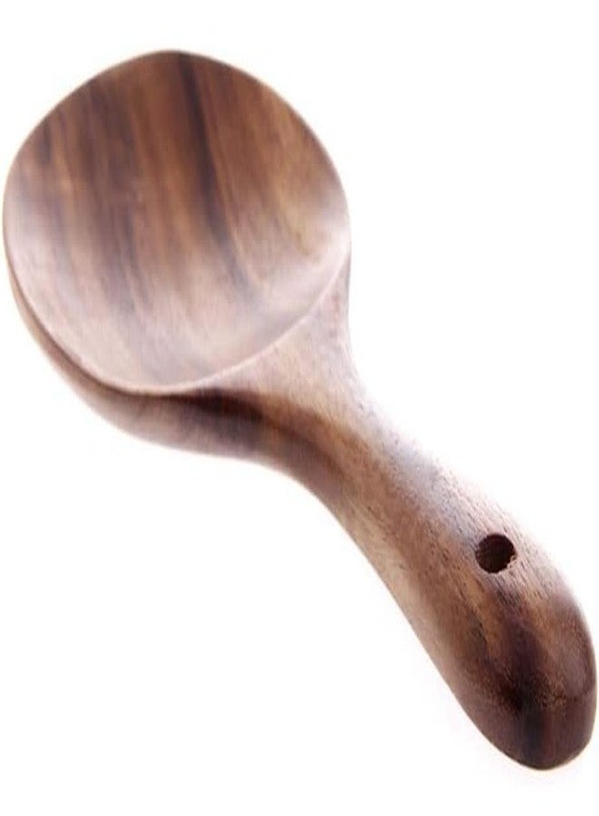 Tnyvm Natural Wooden 7 inch Rice Spoon Non-stick Wooden Rice Paddle Rice Scooper Rice Serving Spoon Rice Spatula for Rice Potato Salads, Serving Utensils for Kitchen and Dining - Image 1