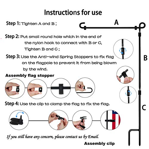 HOOSUN Garden Flag Stand,Premium Garden Flag Holder Pole Metal Powder-Coated Weather-Proof Paint with Graden Flag Clip and Spring Stoppers Without Flag Garden Decorations - Image 5