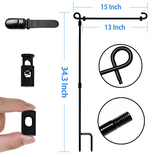 HOOSUN Garden Flag Stand,Premium Garden Flag Holder Pole Metal Powder-Coated Weather-Proof Paint with Graden Flag Clip and Spring Stoppers Without Flag Garden Decorations - Image 3