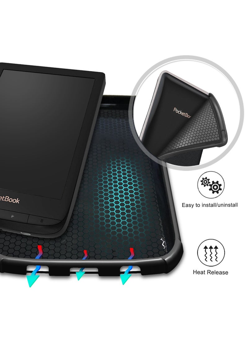 For PocketBook 627/616/632 e-book Case, Translucent Back Three-Fold Stand Protective Cover, Auto Wake/Sleep - Image 4