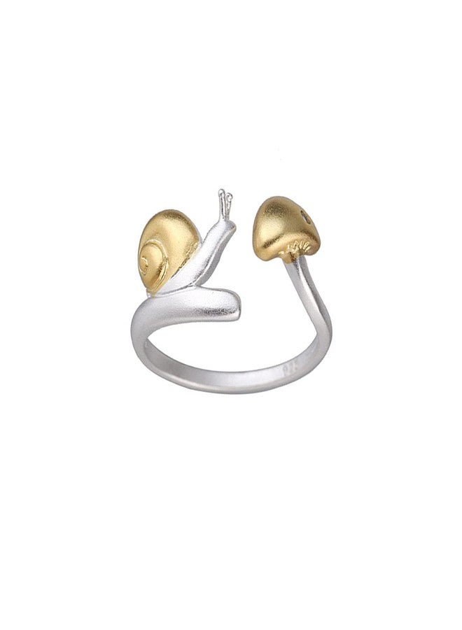 FUTIMELY Cute Mushroom Snail Ring for Women - Creative Cartoon Mushroom Snail Necklace & Stud Earrings - Adjustable Gold Silver Animal Jewelry - Image 1