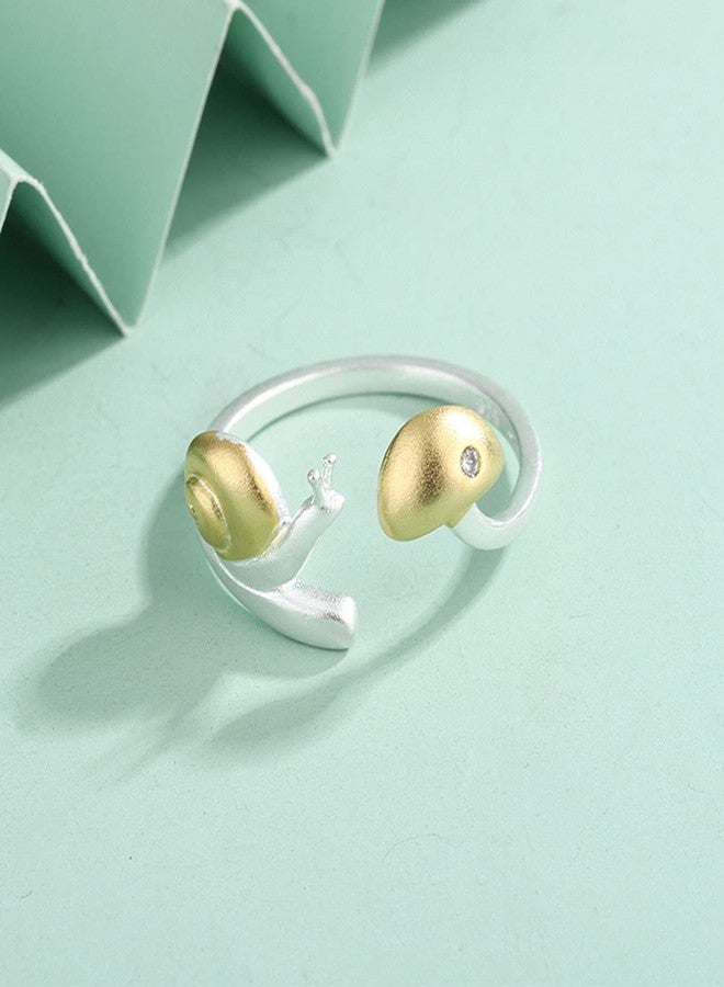 FUTIMELY Cute Mushroom Snail Ring for Women - Creative Cartoon Mushroom Snail Necklace & Stud Earrings - Adjustable Gold Silver Animal Jewelry - Image 3