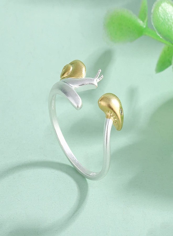 FUTIMELY Cute Mushroom Snail Ring for Women - Creative Cartoon Mushroom Snail Necklace & Stud Earrings - Adjustable Gold Silver Animal Jewelry - Image 5