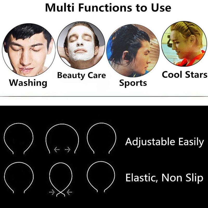 EASIN easin Metal Headband Black Pack Of Two Hairbands For Men Women Girls Unisex Wavy Spring Sports Headband Hoop Clips Women Accessories Simple Non Slip Wide Headwear Bandeau Outdoors 3  - Image 3