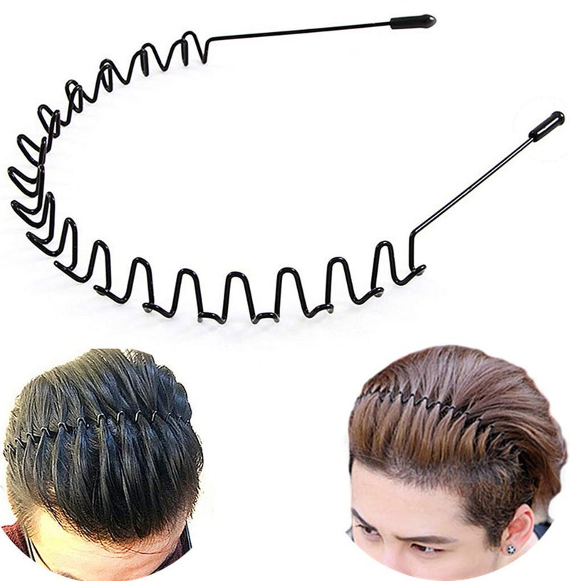 EASIN easin Metal Headband Black Pack Of Two Hairbands For Men Women Girls Unisex Wavy Spring Sports Headband Hoop Clips Women Accessories Simple Non Slip Wide Headwear Bandeau Outdoors 3  - Image 5