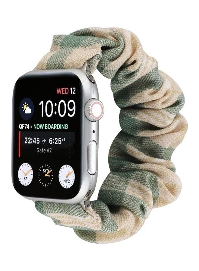 NIBEMINENT JK Uniform Style Watch Wrist Strap For Apple Series 7 41mm/6 & SE 5 4 40mm/3 2 1 38mm Beige/Green - Image 3