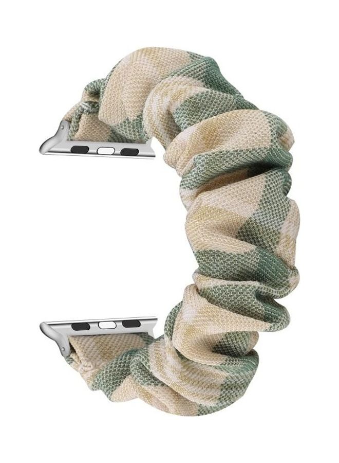 NIBEMINENT JK Uniform Style Watch Wrist Strap For Apple Series 7 41mm/6 & SE 5 4 40mm/3 2 1 38mm Beige/Green - Image 2