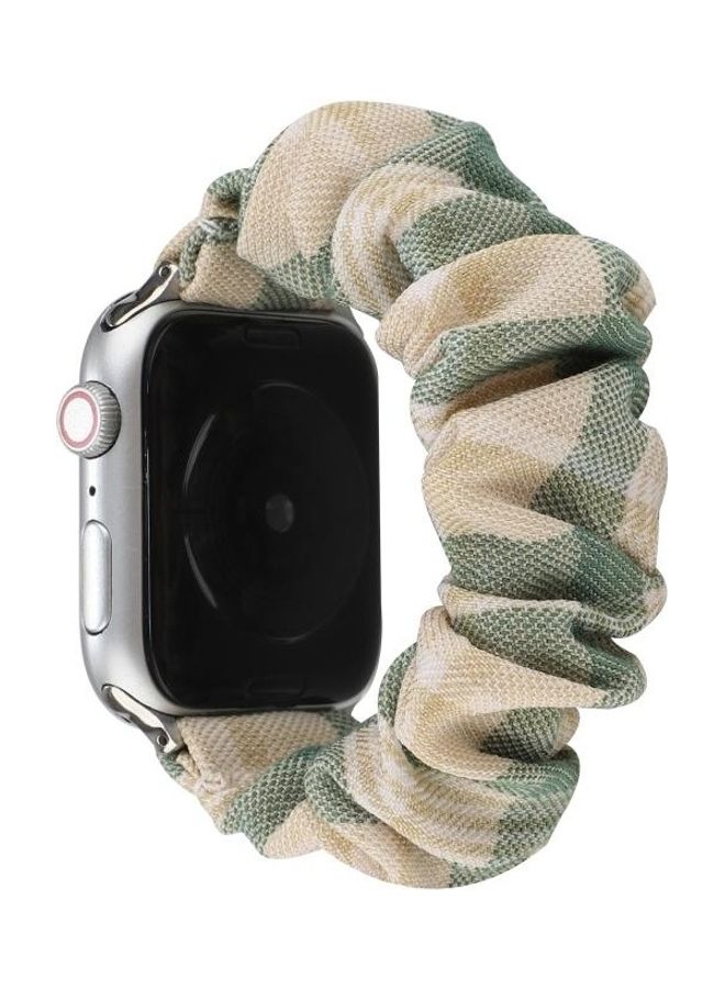 NIBEMINENT JK Uniform Style Watch Wrist Strap For Apple Series 7 41mm/6 & SE 5 4 40mm/3 2 1 38mm Beige/Green - Image 4