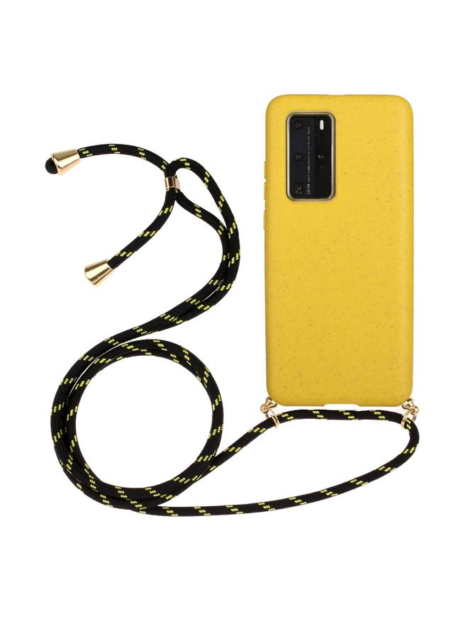 زبون جراب لهاتف Huawei P40 Pro مصنوع من مادة قش القمح + جراب واقٍ من مادة TPU مع حبل - Image 1