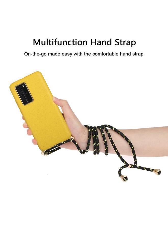 زبون جراب لهاتف Huawei P40 Pro مصنوع من مادة قش القمح + جراب واقٍ من مادة TPU مع حبل - Image 2