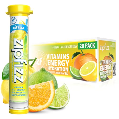 Zipfizz Daily Energy Drink Powder, Citrus, 20 Pack, 3-in-1 Sustained Energy, Rapid Hydration, and Essential Vitamins, Sugar-Free, Electrolyte Powder, Contains Vitamin B-12 & Antioxidants - Image 1