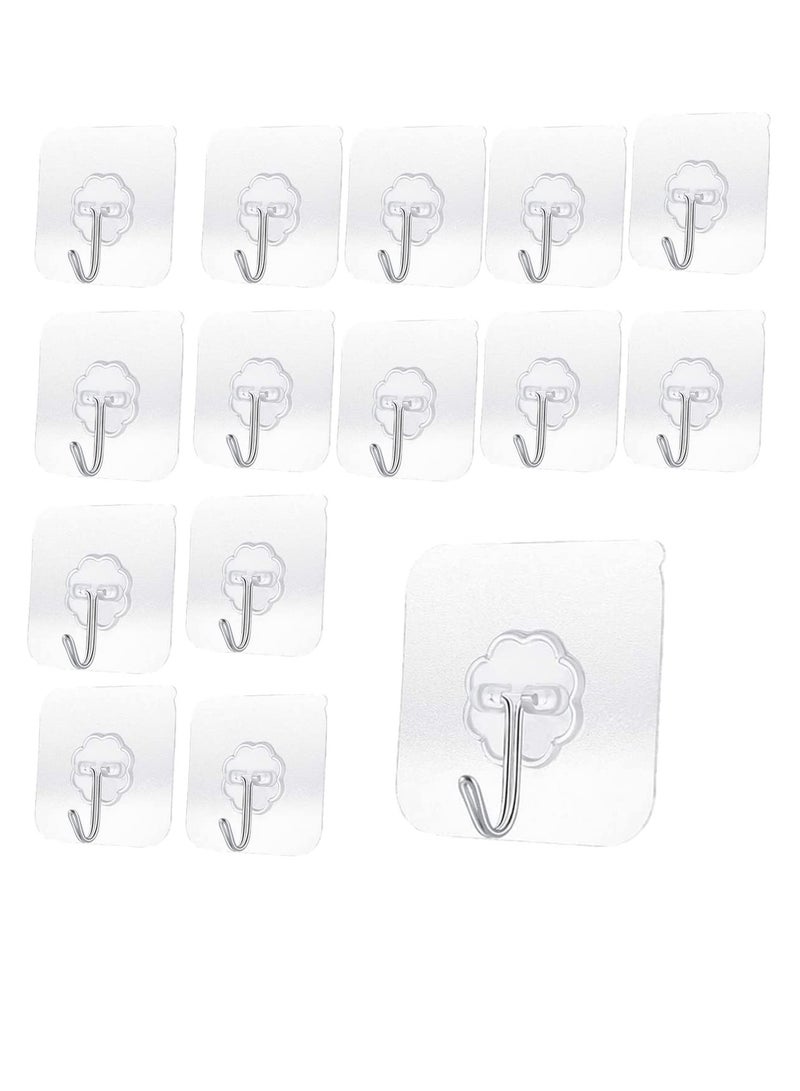 Daytoyz 24 Pack Transparent Adhesive Hooks 33 lb(Max) 15KG Waterproof and Oilproof Reusable Seamless Hooks Heavy Duty Wall Hook for Kitchen Bathroom Office - Image 2