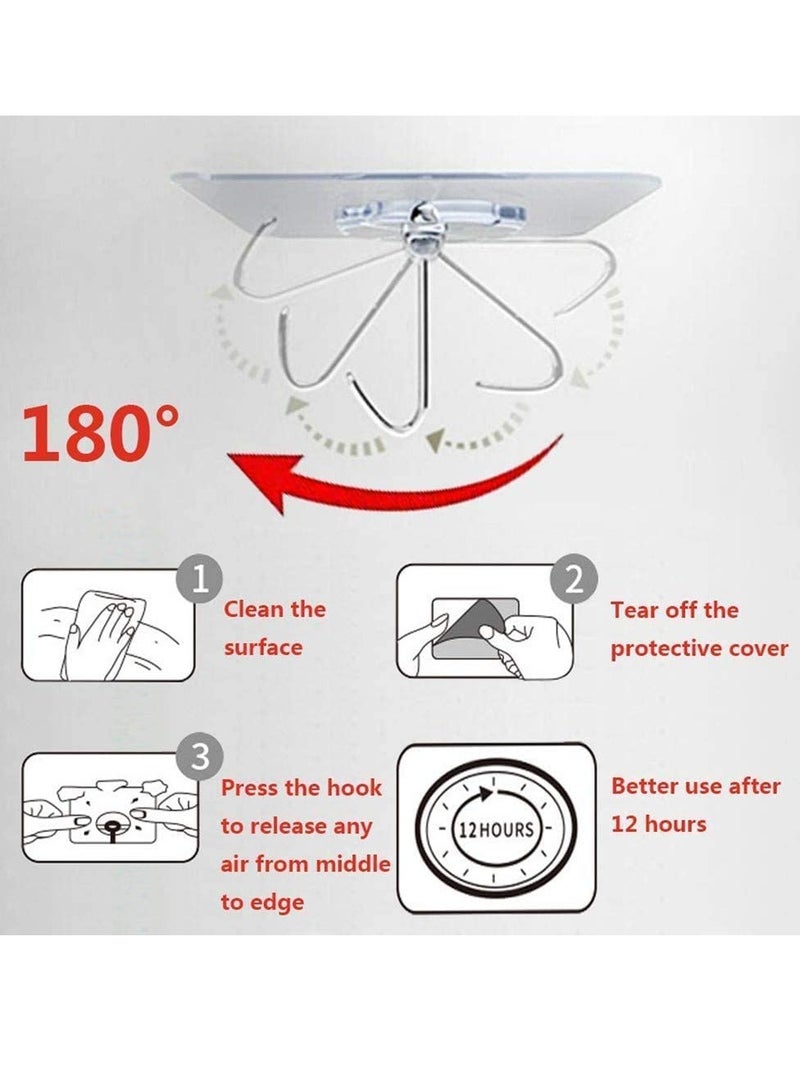 Daytoyz 24 Pack Transparent Adhesive Hooks 33 lb(Max) 15KG Waterproof and Oilproof Reusable Seamless Hooks Heavy Duty Wall Hook for Kitchen Bathroom Office - Image 4
