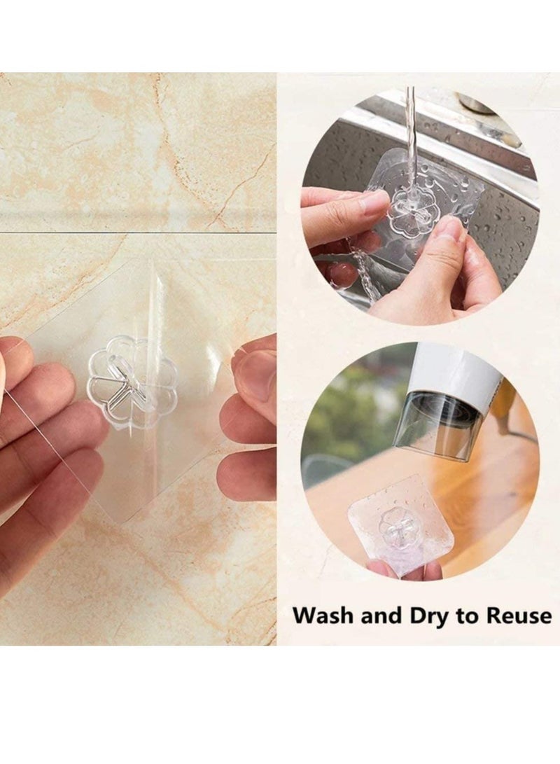 Daytoyz 24 Pack Transparent Adhesive Hooks 33 lb(Max) 15KG Waterproof and Oilproof Reusable Seamless Hooks Heavy Duty Wall Hook for Kitchen Bathroom Office - Image 3