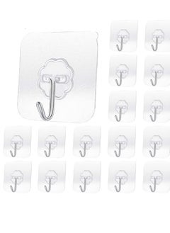 Daytoyz 24 Pack Transparent Adhesive Hooks 33 lb(Max) 15KG Waterproof and Oilproof Reusable Seamless Hooks Heavy Duty Wall Hook for Kitchen Bathroom Office  - Image 1