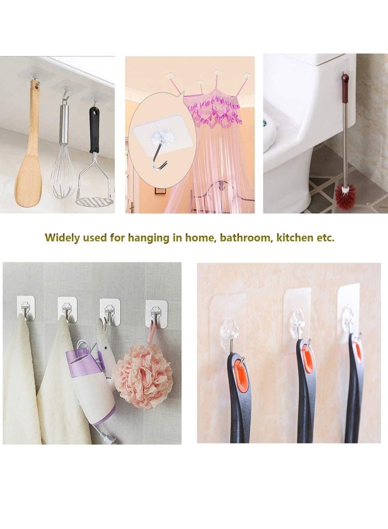 Daytoyz 24 Pack Transparent Adhesive Hooks 33 lb(Max) 15KG Waterproof and Oilproof Reusable Seamless Hooks Heavy Duty Wall Hook for Kitchen Bathroom Office - Image 5