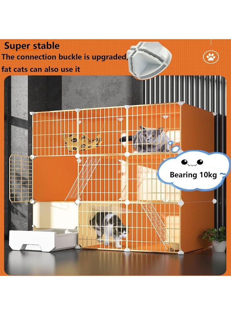 A.M Cat Cage With Cat Litter Box, Cat Enclosures Indoor DIY Kitten Crate Semi-Enclosed Detachable Metal Wire Cat Playpen For Small Animal, Exercise Place For 1-3 Cats ( Color : White-B , Size : 109*47*109  - Image 5