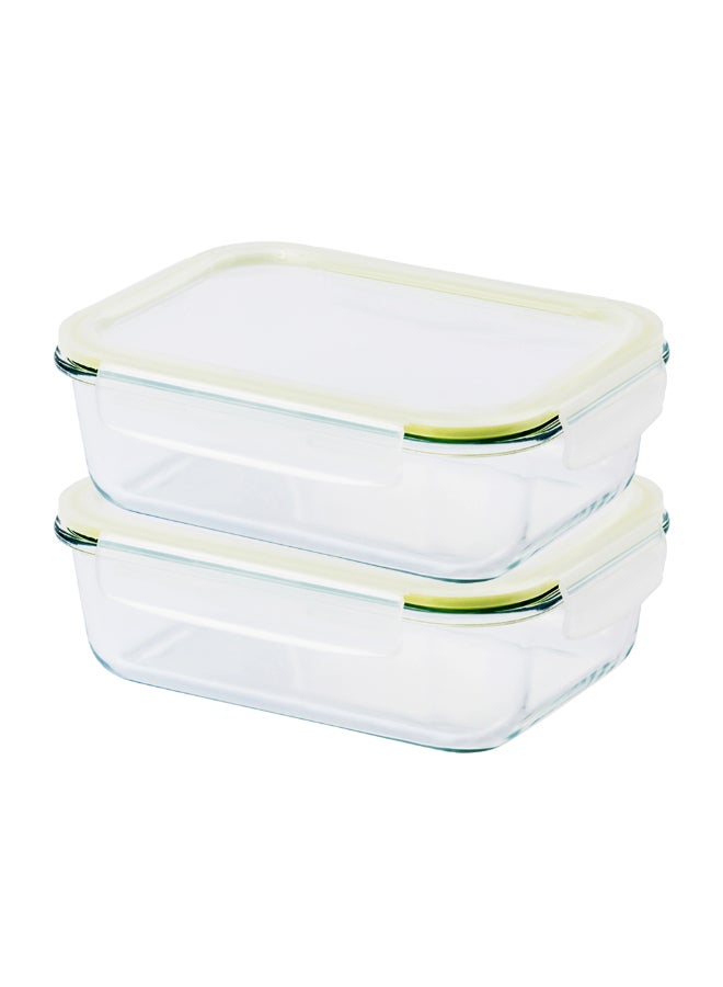 LocknLock Fresh Oven-Safe Glass Rectangle Container 1040mlx2, Airtight Food Storage Box, Microwave & Oven Safe Set of 2