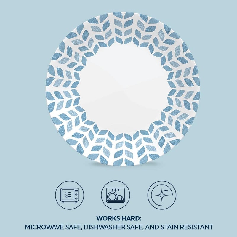 Corelle مجموعة كوريل العالمية من فيتريل 6 قطع طقم أطباق عشاء ثلاثي الطبقات من الزجاج المعاد تدويره خفيف الوزن صديق للبيئة أطباق دائرية 10.14 بوصة مجموعة أشجار الصنوبر الشمالية - Image 3