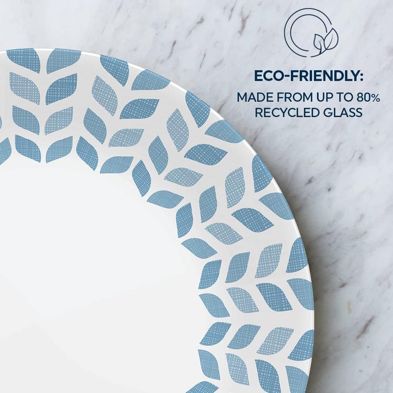 Corelle مجموعة كوريل العالمية من فيتريل 6 قطع طقم أطباق عشاء ثلاثي الطبقات من الزجاج المعاد تدويره خفيف الوزن صديق للبيئة أطباق دائرية 10.14 بوصة مجموعة أشجار الصنوبر الشمالية - Image 5