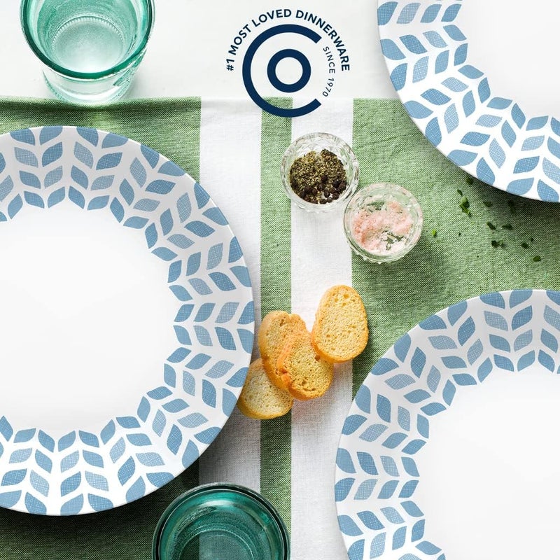 Corelle مجموعة كوريل العالمية من فيتريل 6 قطع طقم أطباق عشاء ثلاثي الطبقات من الزجاج المعاد تدويره خفيف الوزن صديق للبيئة أطباق دائرية 10.14 بوصة مجموعة أشجار الصنوبر الشمالية - Image 2