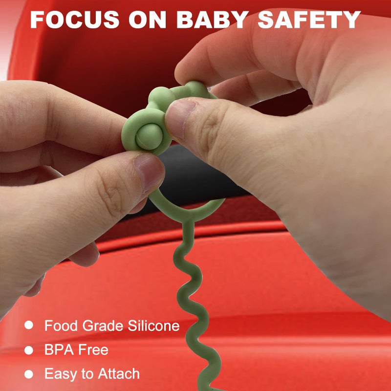 Yunaeduo Toy Straps, Silicone Toy Straps for Stroller, Toy Safety Straps for Toy, Sippy Cup Straps, Adjustable Toy Holder for Stroller, High Chair - BPA Free (Gray) - Image 3