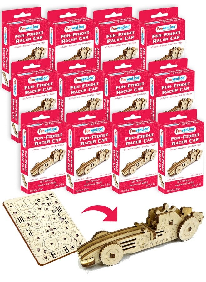 Funvention Birthday Return Gifts (Pack of 12) Fun Fidgets - Racer Car | DIY Miniature Mechanical Models 3D Puzzle Return Favours for Kids Birthday Party 5+ Years Made in India Toys - Image 1