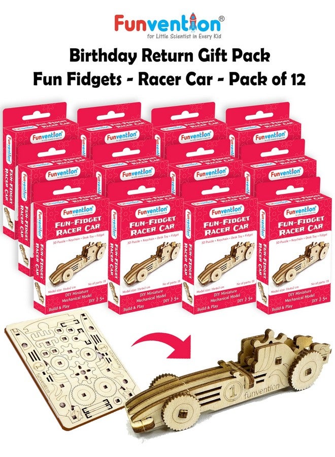 Funvention Birthday Return Gifts (Pack of 12) Fun Fidgets - Racer Car | DIY Miniature Mechanical Models 3D Puzzle Return Favours for Kids Birthday Party 5+ Years Made in India Toys - Image 4