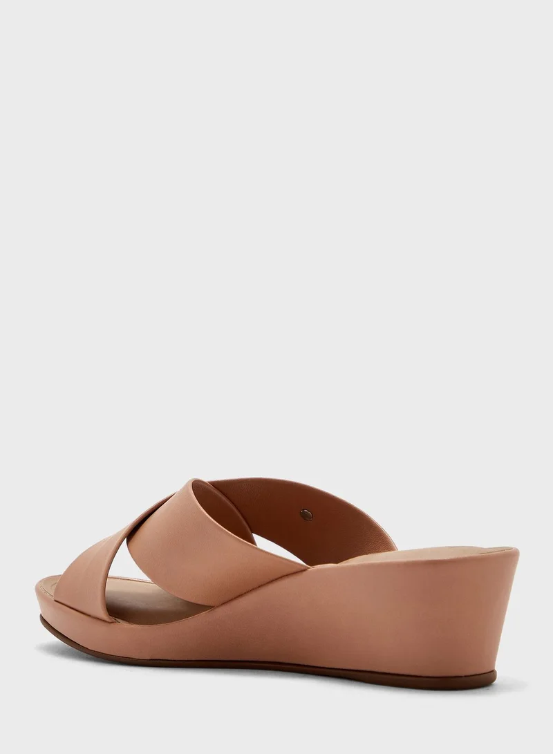 Beira Rio Cross Strap Low Heel Wedge Sandals
