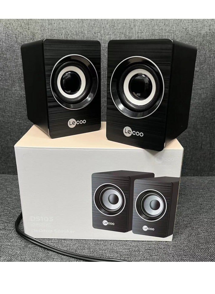 lecoo DS103 Desktop Speakers 6W - 2.0 Channel Stereo - USB Powered + 3.5mm Cable - Image 4