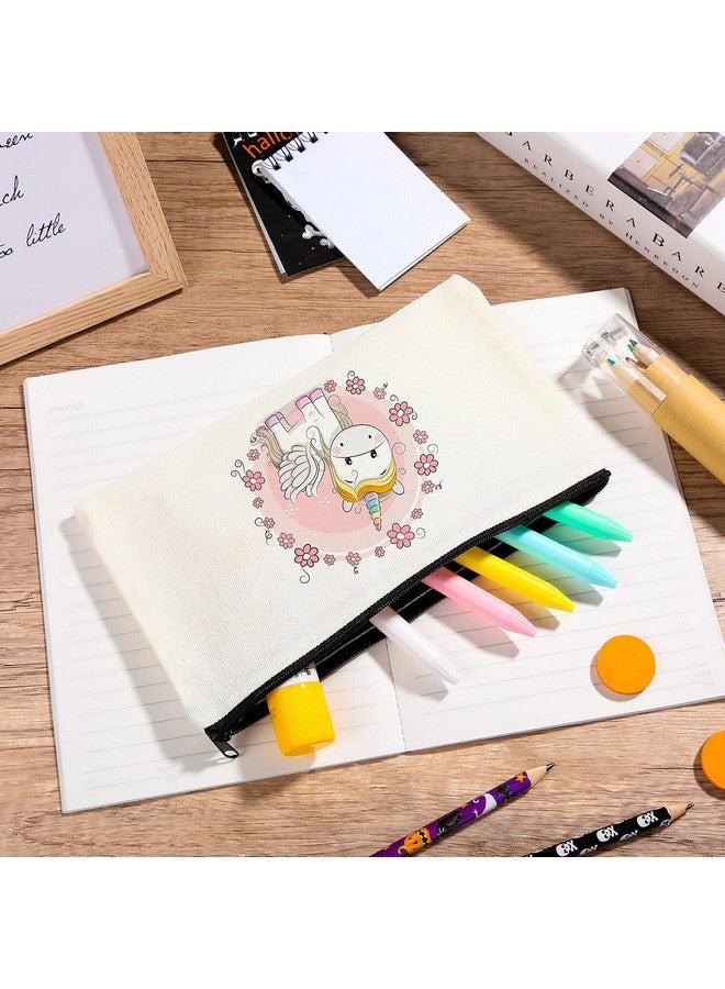 Tenare Sublimation Blank Canvas Zipper Pouch Canvas Pencil Pen Case Bag Doubleside Sublimation Blank Makeup Bags Diy Craft Blank Makeup Bags With Zipper For Painting Diy Craft (24 Pieces)  - Image 5