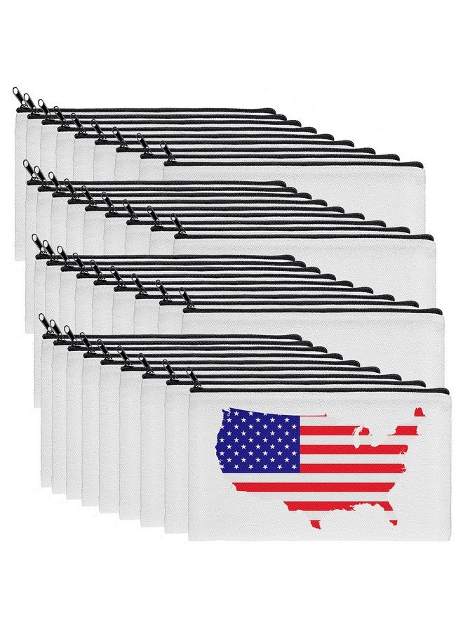 Tenare Sublimation Blank Canvas Zipper Pouch Canvas Pencil Pen Case Bag Doubleside Sublimation Blank Makeup Bags Diy Craft Blank Makeup Bags With Zipper For Painting Diy Craft (24 Pieces)  - Image 1