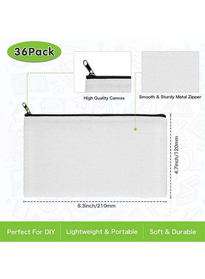 Tenare Sublimation Blank Canvas Zipper Pouch Canvas Pencil Pen Case Bag Doubleside Sublimation Blank Makeup Bags Diy Craft Blank Makeup Bags With Zipper For Painting Diy Craft (24 Pieces)  - Image 2