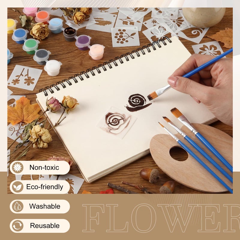 Fainne 100 Pcs Small Stencils for Crafts, 1.5 Inch Reusable Painting Stencils Painting Crafts Templates for Wood, Wall, Home Decor, Canvas, Fabric (Flower Bird Plants) - Image 3