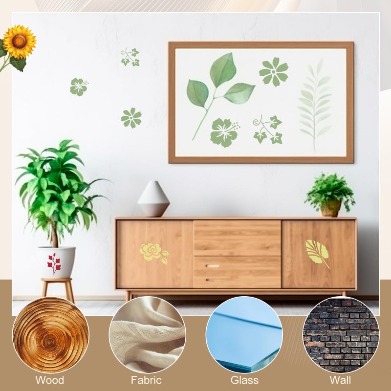 Fainne 100 Pcs Small Stencils for Crafts, 1.5 Inch Reusable Painting Stencils Painting Crafts Templates for Wood, Wall, Home Decor, Canvas, Fabric (Flower Bird Plants) - Image 4