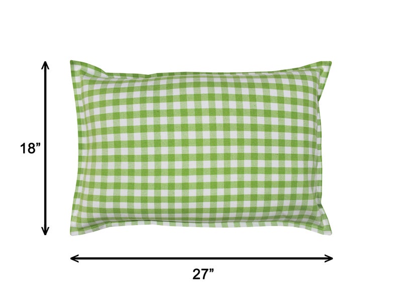 Airwill 100% Cotton Checkered Pattern Flap Pillow Covers (46x69cm)(Green, Pack of 2 Pieces) - Image 2