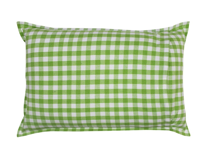 Airwill 100% Cotton Checkered Pattern Flap Pillow Covers (46x69cm)(Green, Pack of 2 Pieces) - Image 3