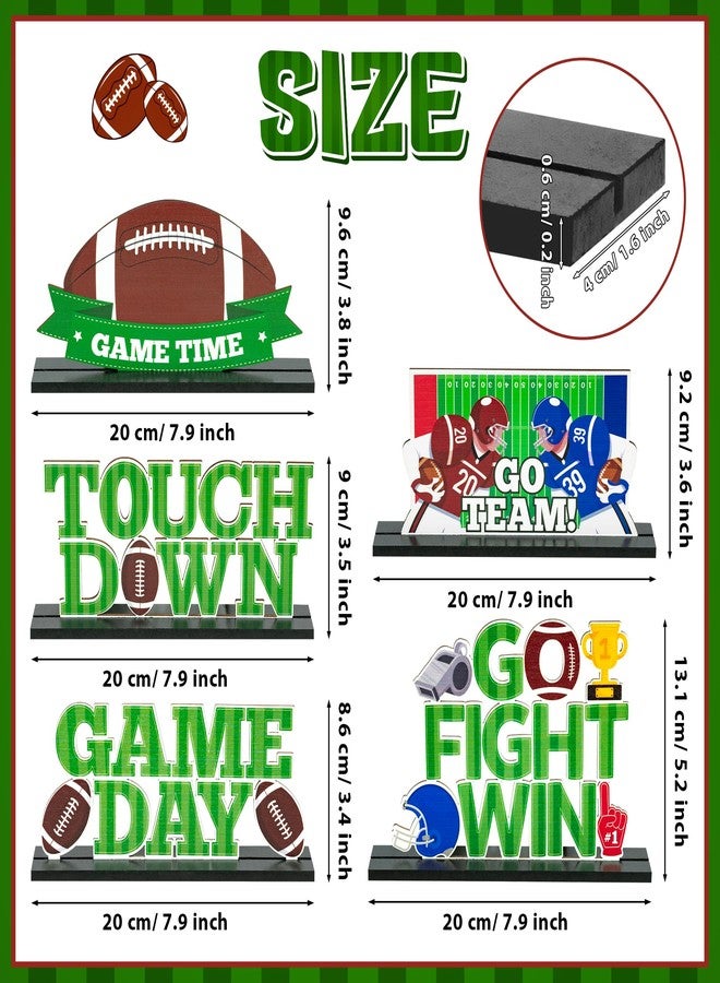 Haooryx Football Wooden Centerpieces Decorations - 5Pcs Football Wooden Table Topper Motivational Football Game Day Tabletop Wood Sign for Fans Club Football Game Day Celebrate Birthday Party Decor - Image 2