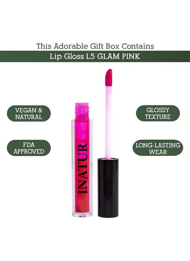 INATUR Long Lasting Lightweight And Non Sticky Glossy Lip Color For Moisturizing And Hydrating Plum And Shiny Lips With Gift Box (Angelic Cheeky Red Glam Pink Attitude 1.6Ml Each) Set Of 4  - Image 5