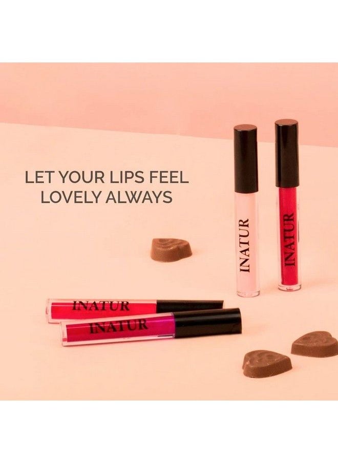 INATUR Long Lasting Lightweight And Non Sticky Glossy Lip Color For Moisturizing And Hydrating Plum And Shiny Lips With Gift Box (Angelic Cheeky Red Glam Pink Attitude 1.6Ml Each) Set Of 4  - Image 3
