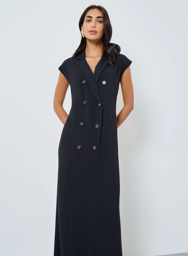 Amirah Amirah Black Double Breasted Under Abaya Jalabiya Dress